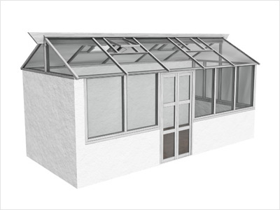 3D-bild – Växthus med murad sockel